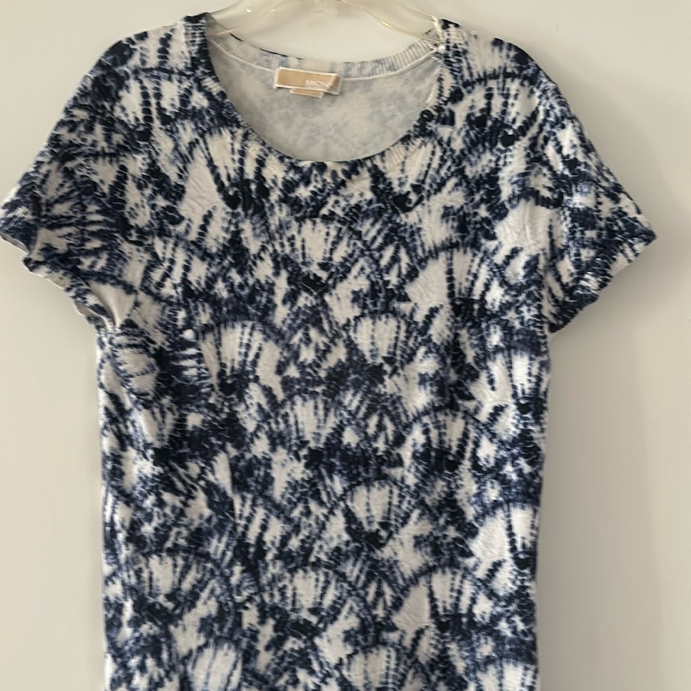 Michael Kors blue white knit midi dress size S petite